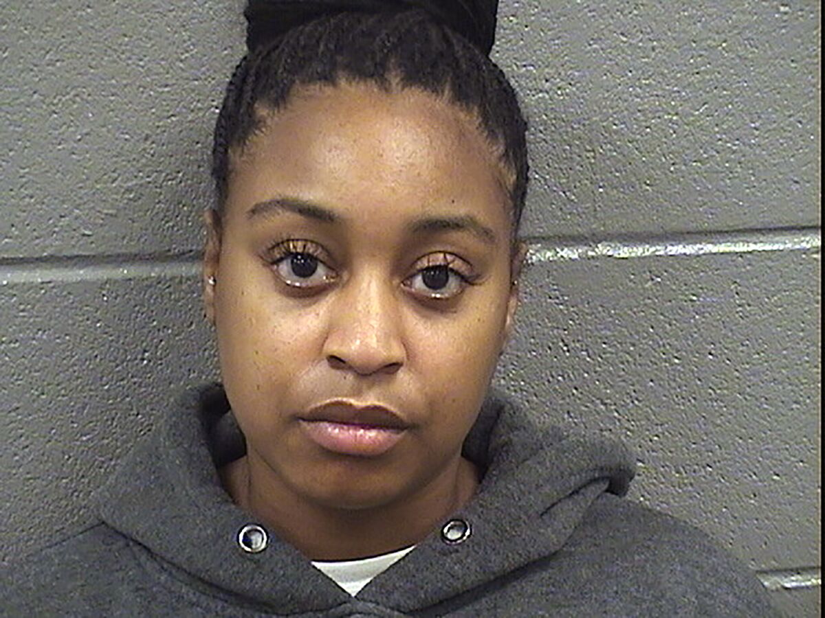 This Thursday, Aug. 5, 2021, photo provided by the Cook County Sheriff's Office shows Melvina Bogard. Cook County State's Attorney's office announced that Bogard, a Chicago Police officer turned herself in to authorities Thursday and was scheduled to appear at a bond hearing later in the day. Cell phone and other cameras captured the February 2020 shooting by Bogard of Ariel Roman after he allegedly violated a city ordinance by walking from one train car to another. Roman survived and has filed a federal lawsuit. (Cook County Sheriff's Office via AP)