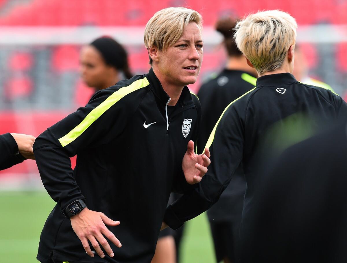 U.S. forward Abby Wambach takes part in a training session Thursday at Lansdowne Stadium in Ottawa.