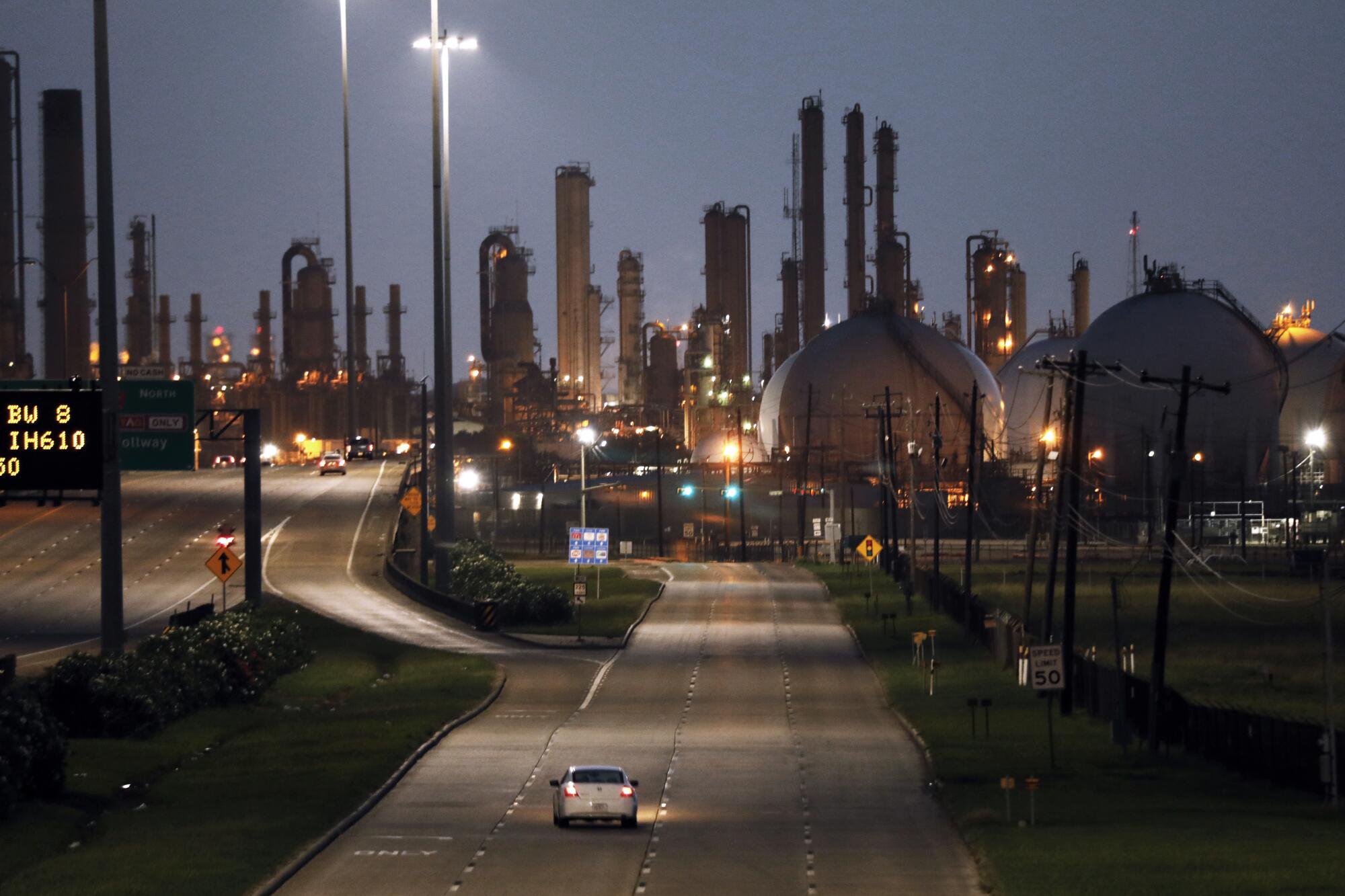 A highway in Baytown, Texas. The coronavirus has wreaked havoc with the city's oil-based boom/bust economy.