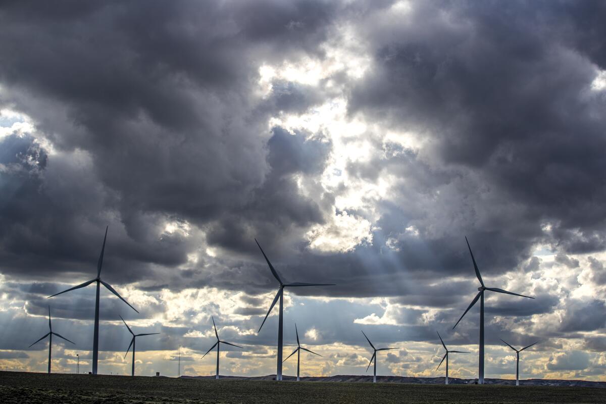 Turbines at Berkshire Hathaway's Ekola Flats wind farm outside Medicine Bow, Wyo.