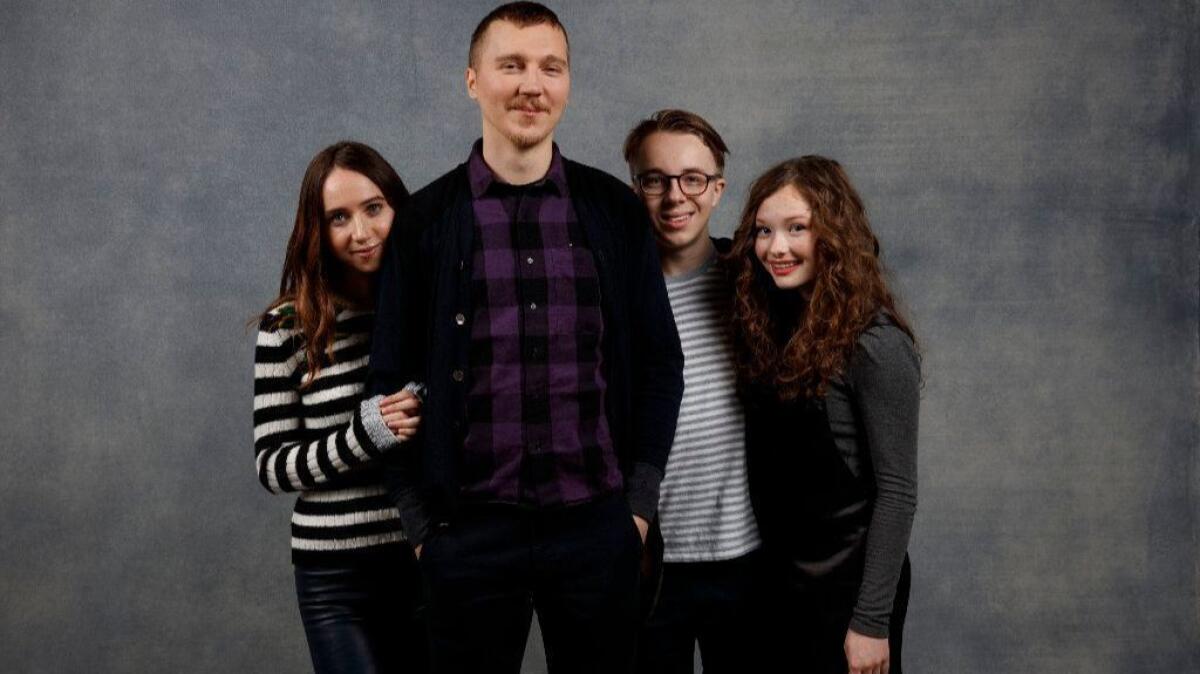 Writer Zoe Kazan, director and writer Paul Dano, actor Ed Oxenbould and Zoe Colletti from the film "Wildlife."