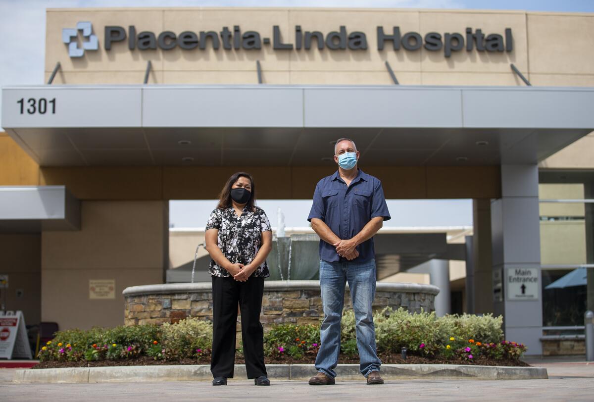 Erma Zins and Ron Goble work in the ER department at Placentia-Linda Hospital.