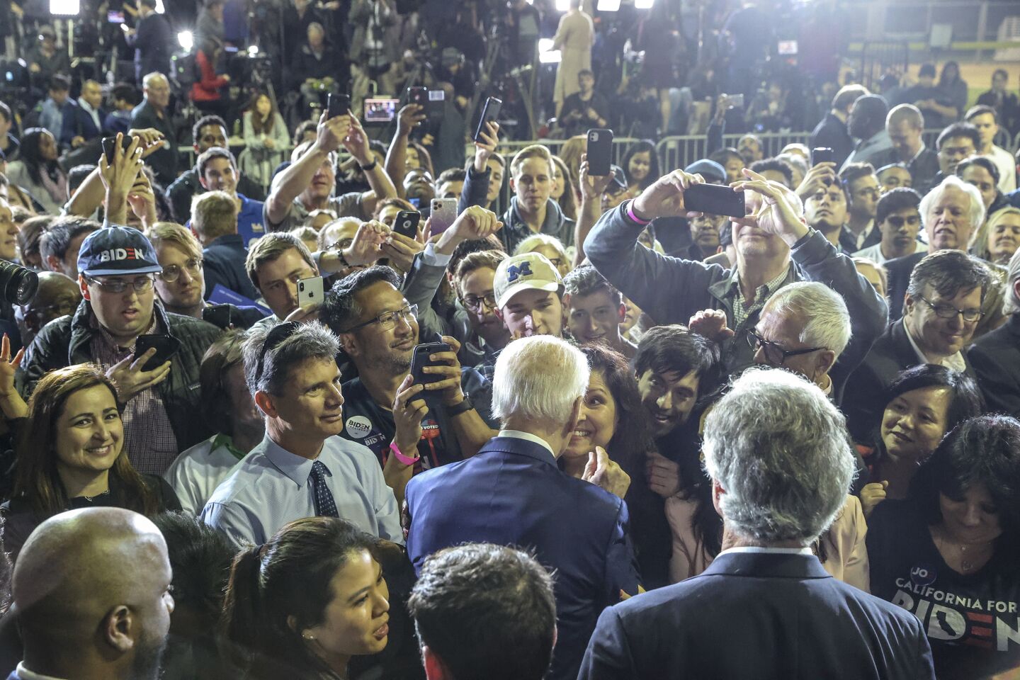 Joe Biden greets supporters following his L.A. speech.