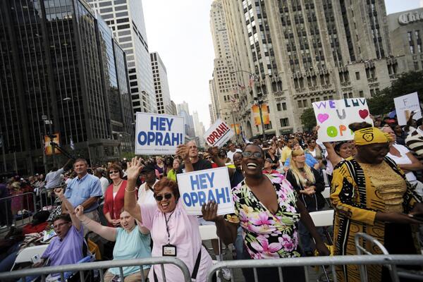 Average number of Americans who view her show every week. Photo: Thousands of fans watch the taping of "The Oprah Winfrey Show" along Michigan Avenue in Chicago during the kickoff for Winfrey's 24th season Sept. 8, 2009.