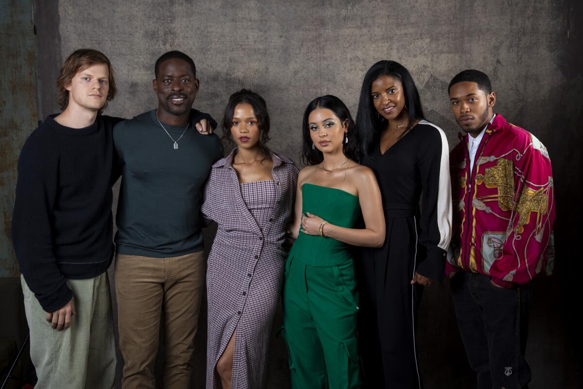 "Waves" ensemble Lucas Hedges, Sterling K. Brown, Taylor Russell, Alexa Demi, Renée Elise Goldsberry and Kelvin Harrison Jr. are photographed in the L.A. Times studio during the 2019 Toronto International Film Festival.