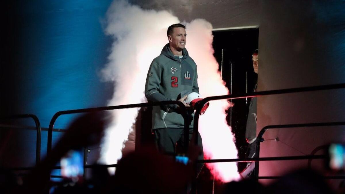 Falcons quarterback Matt Ryan is introduce at Super Bowl LI Opening Night in Houston on Jan. 31