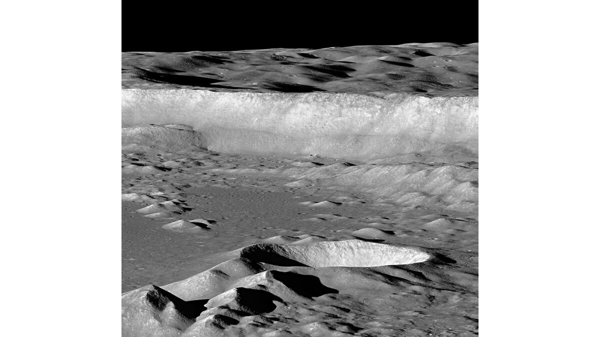 Floor and eastern wall of Antoniadi crater, on the moon. (NASA/GSFC/Arizona State University)