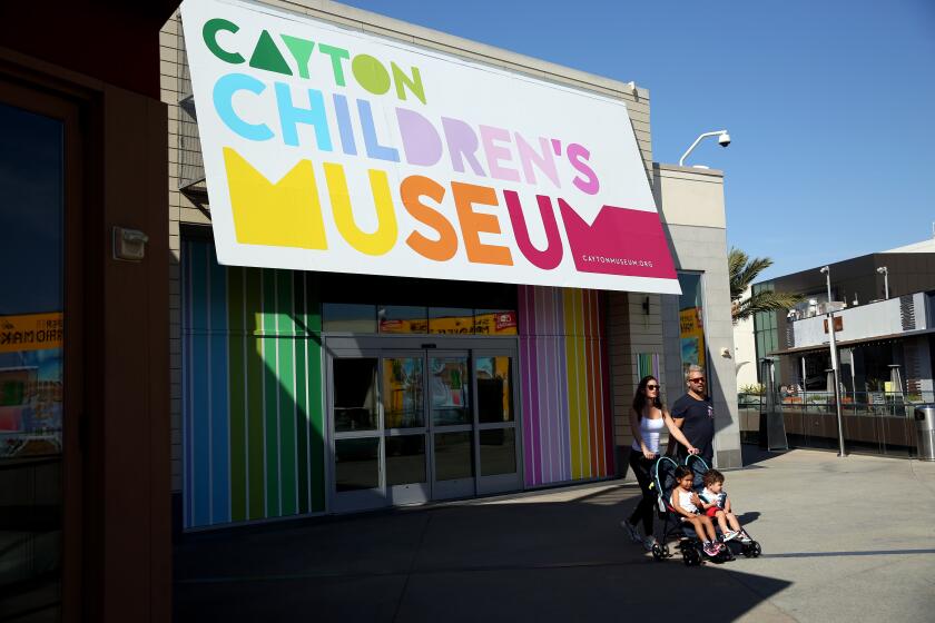 LOS ANGELES, CA-August 2, 2019: People walk out from Cayton Children's Museum in Santa Monica on August 2, 2019 in Los Angeles, California. (Photo By Dania Maxwell / Los Angeles Times)