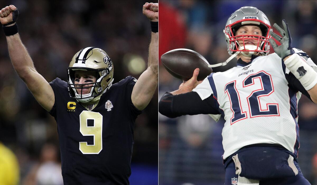 New Orleans Saints quarterback Drew Brees and New England Patriots quarterback Tom Brady