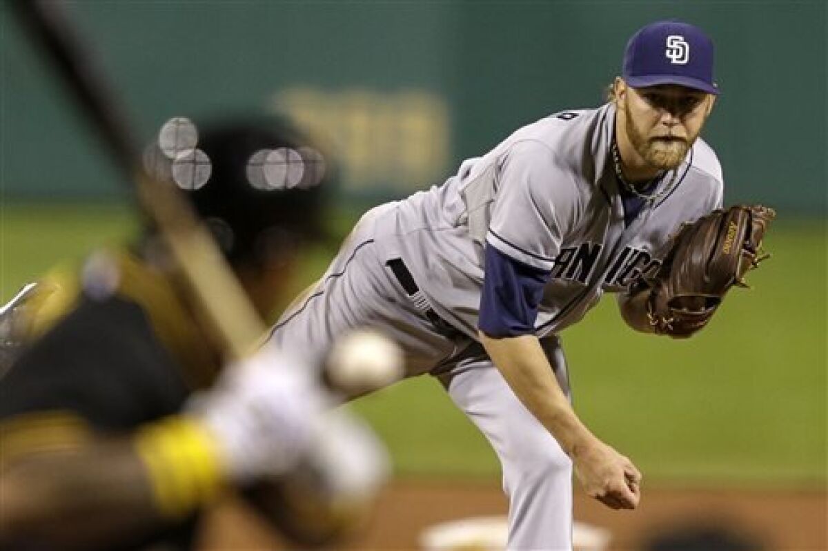 San Diego Padres starting pitcher Andrew Cashner in his one-hitter on this date in 2013.