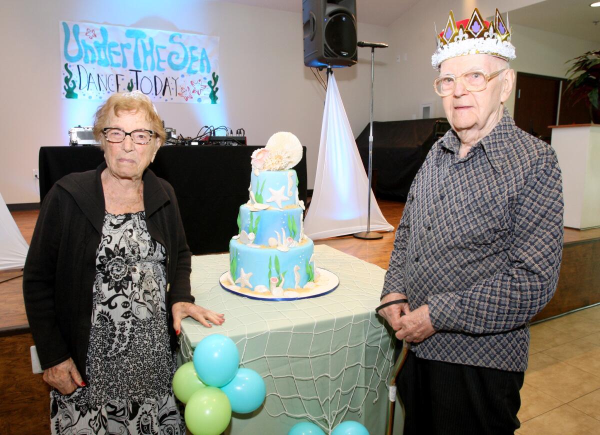 Madeline Salibian, 100, and Bob McTaggert, 99, were crowned king and queen at the 90-Plus Birthday Celebration on Thursday, May 19, 2016.