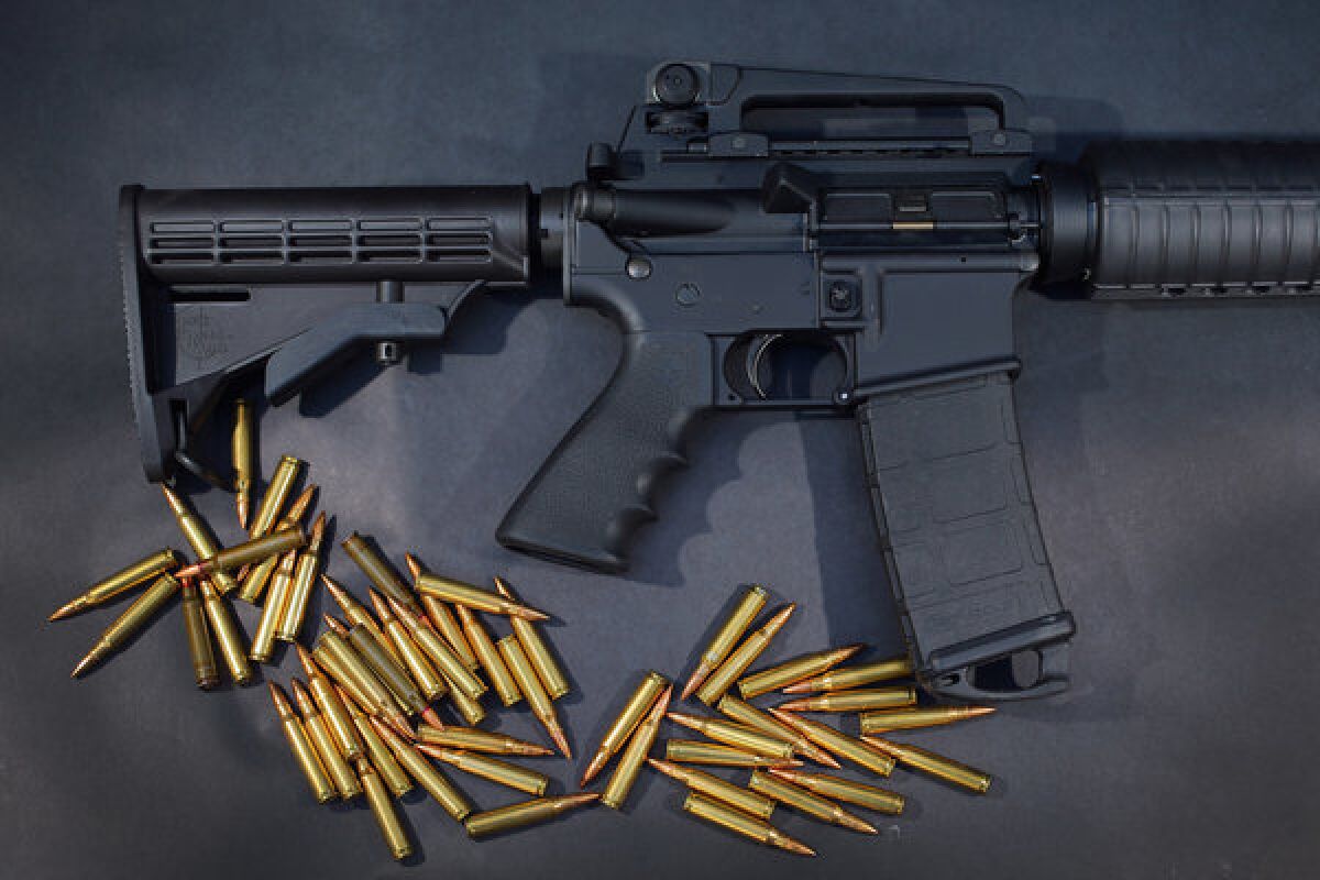 Two AR-15 semiautomatic rifles, two shotguns and two .40-caliber handguns were said to be among items stolen this week from a CHP vehicle. Above a file photo of an AR-15.