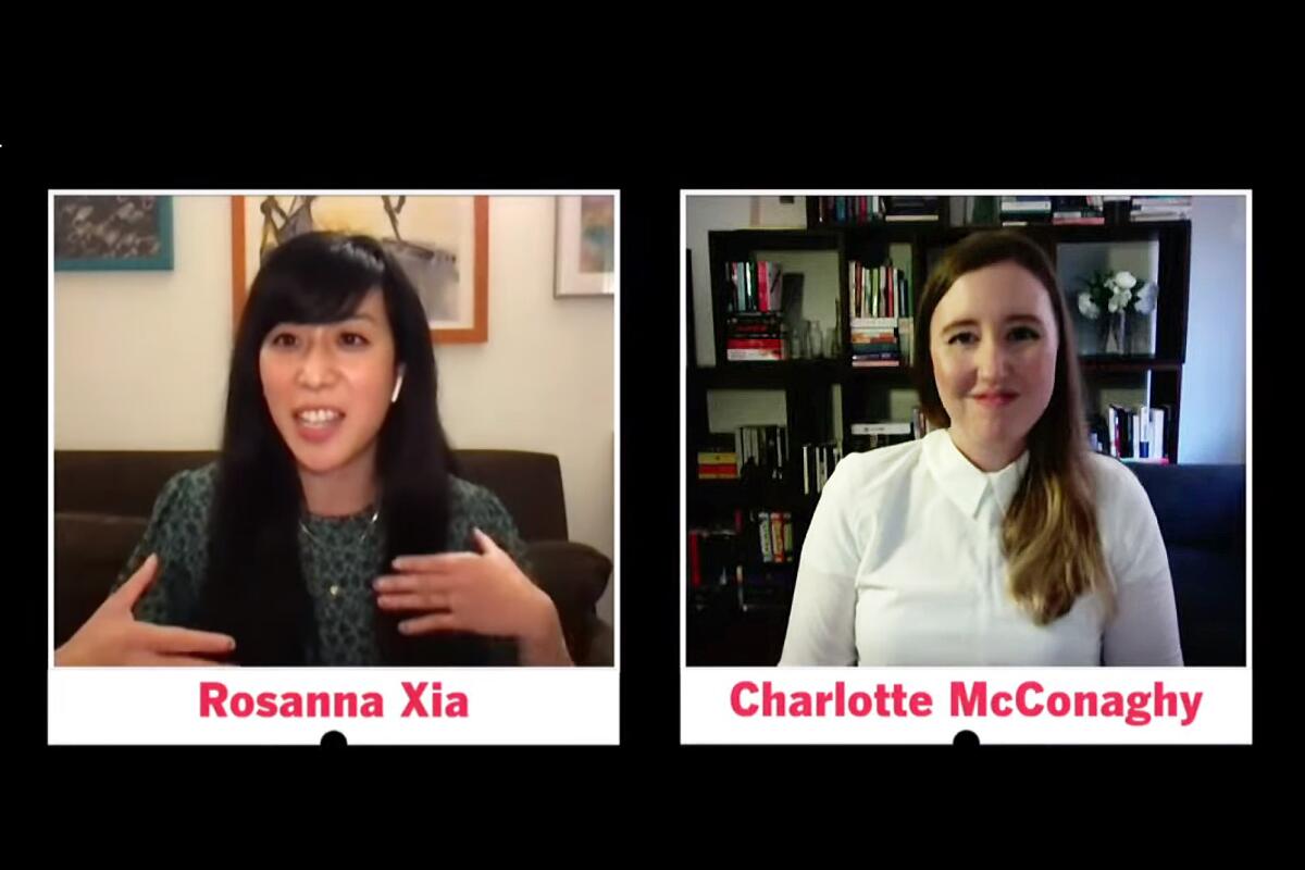 Charlotte McConaghy with environmental reporter Rosanna Xia 