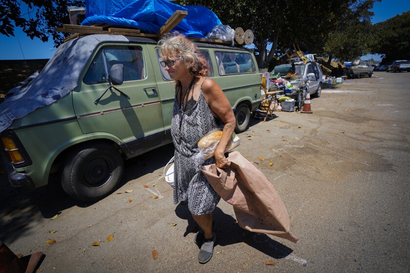 Maya Reynolds lives out of her SUV and truck on Anna Avenue in San Diego.