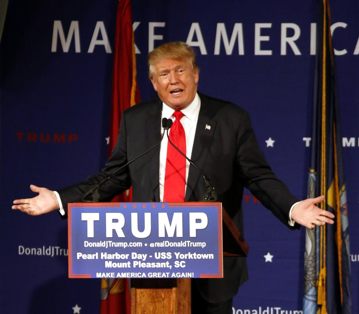 Republican presidential candidate Donald Trump campaigns in South Carolina.