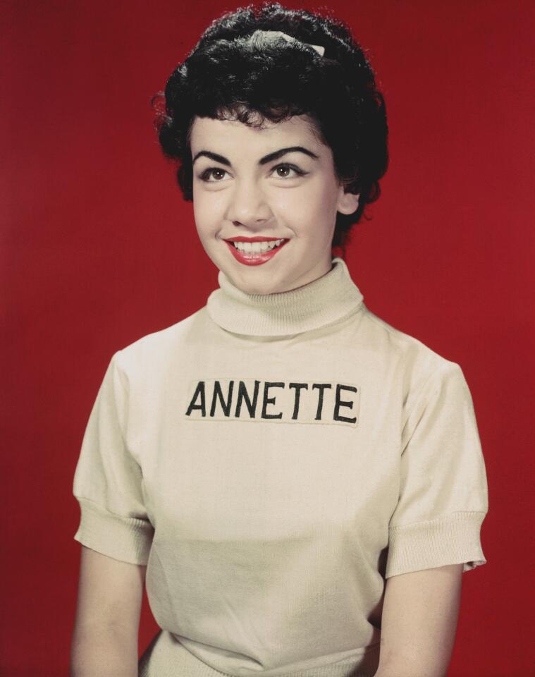 Studio portrait of American actor and Mouseketeer Annette Funicello, child star of the television show 'The Mickey Mouse Club,' circa 1955.
