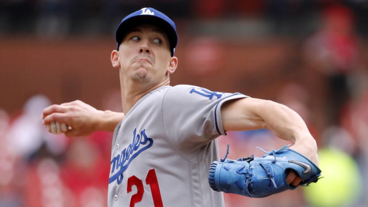 Walker Buehler lasted just four innings, surrendering five runs on five hits during the Dodgers' 11-7 loss to the Cardinals on Thursday in St. Louis.