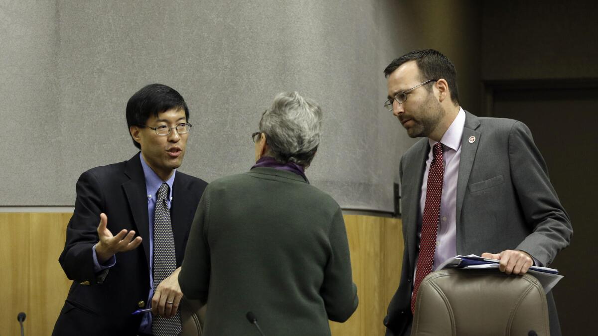 State Sen. Richard Pan (D-Sacramento), left, with other lawmakers last year.