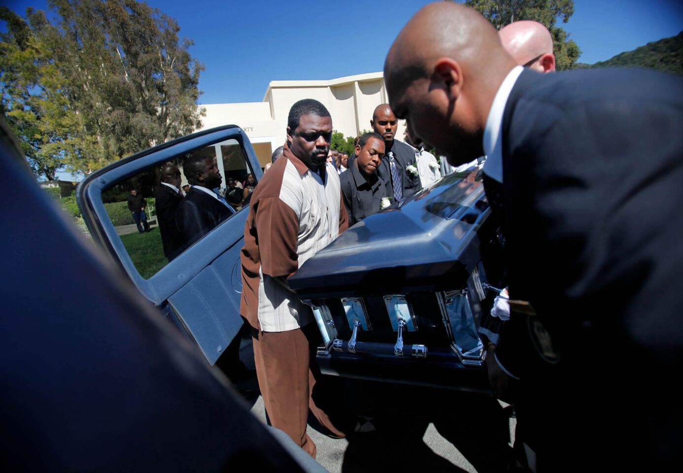Rodney King's coffin at Forest Lawn Hollywood Hills cemetery June 30, 2012, some two weeks after he died in his swimming pool.