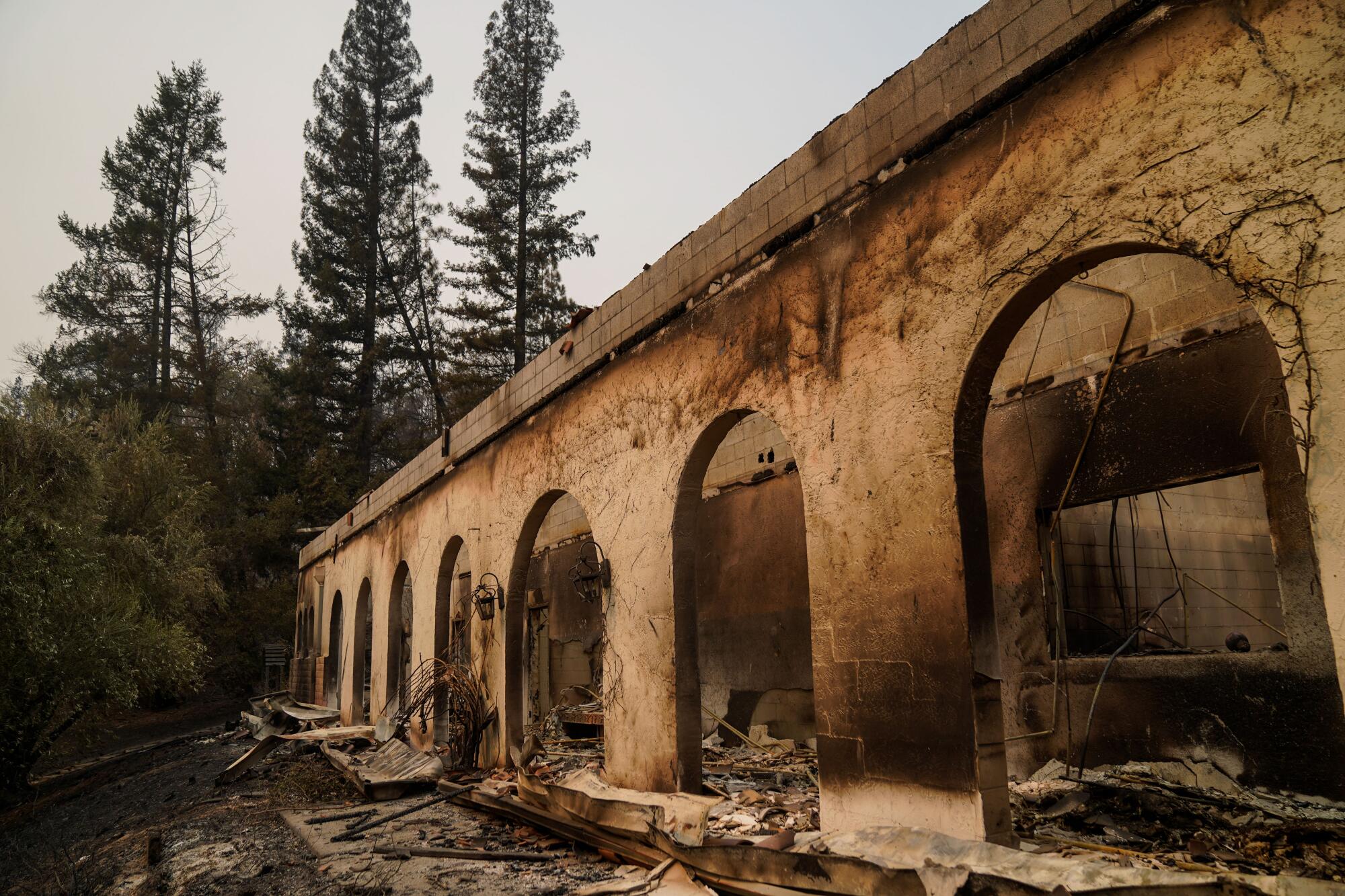 The burned exterior of the Fairwinds Estate Winery.