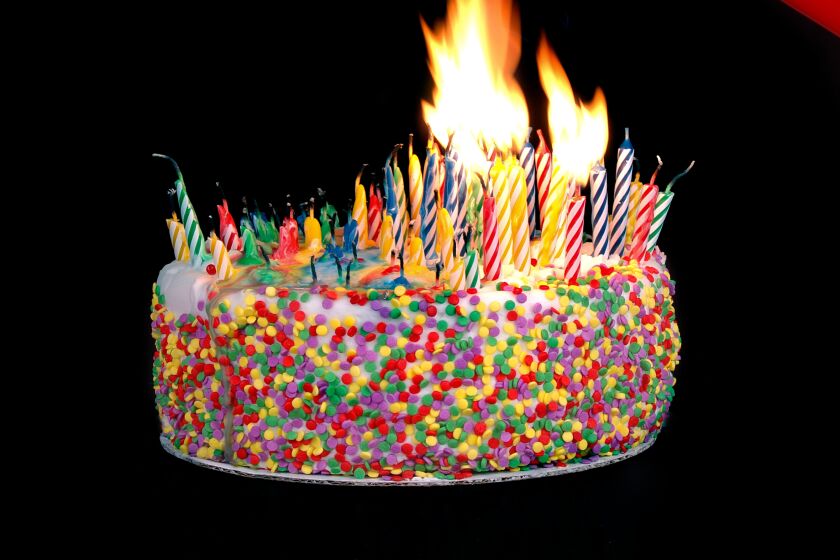 Birthday cake with fire extinguisher