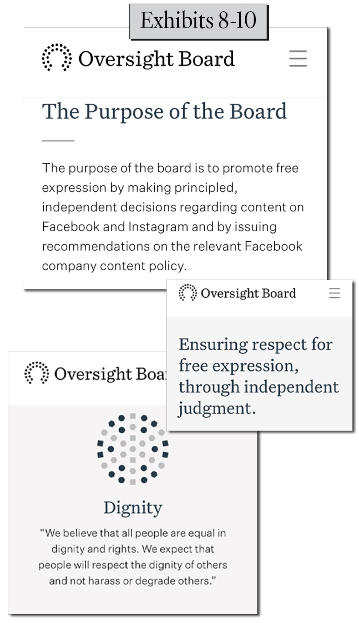 Notifications of "The Purpose of the Board" and "Dignity."