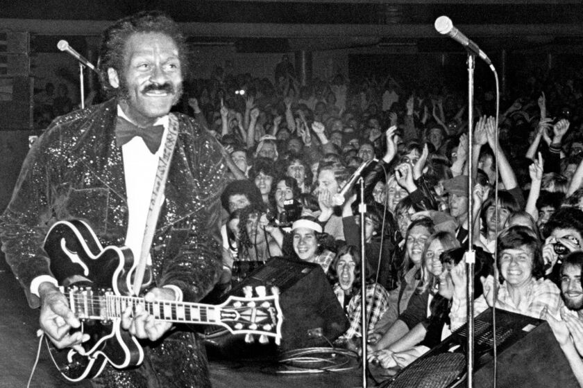 MARCH 24 1980: Chuck Berry performs at the Hollyyood Palladium. Chuck Berry at the Hollyyood Palladium in 1980.