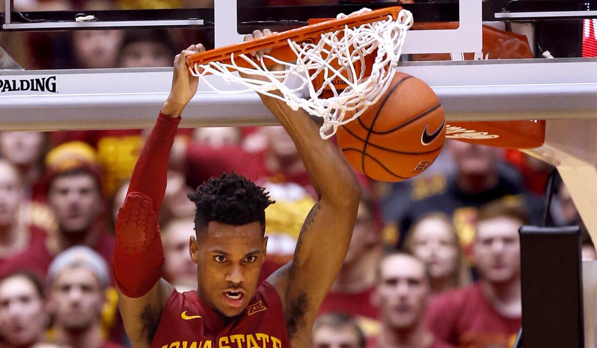 Iowa State's Monte Morris dunks the ball in the second half against Iowa on Thursday.