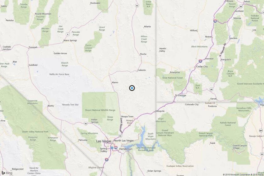 A map shows the approximate location of the epicenter of Friday's quake near Caliente, Nev.