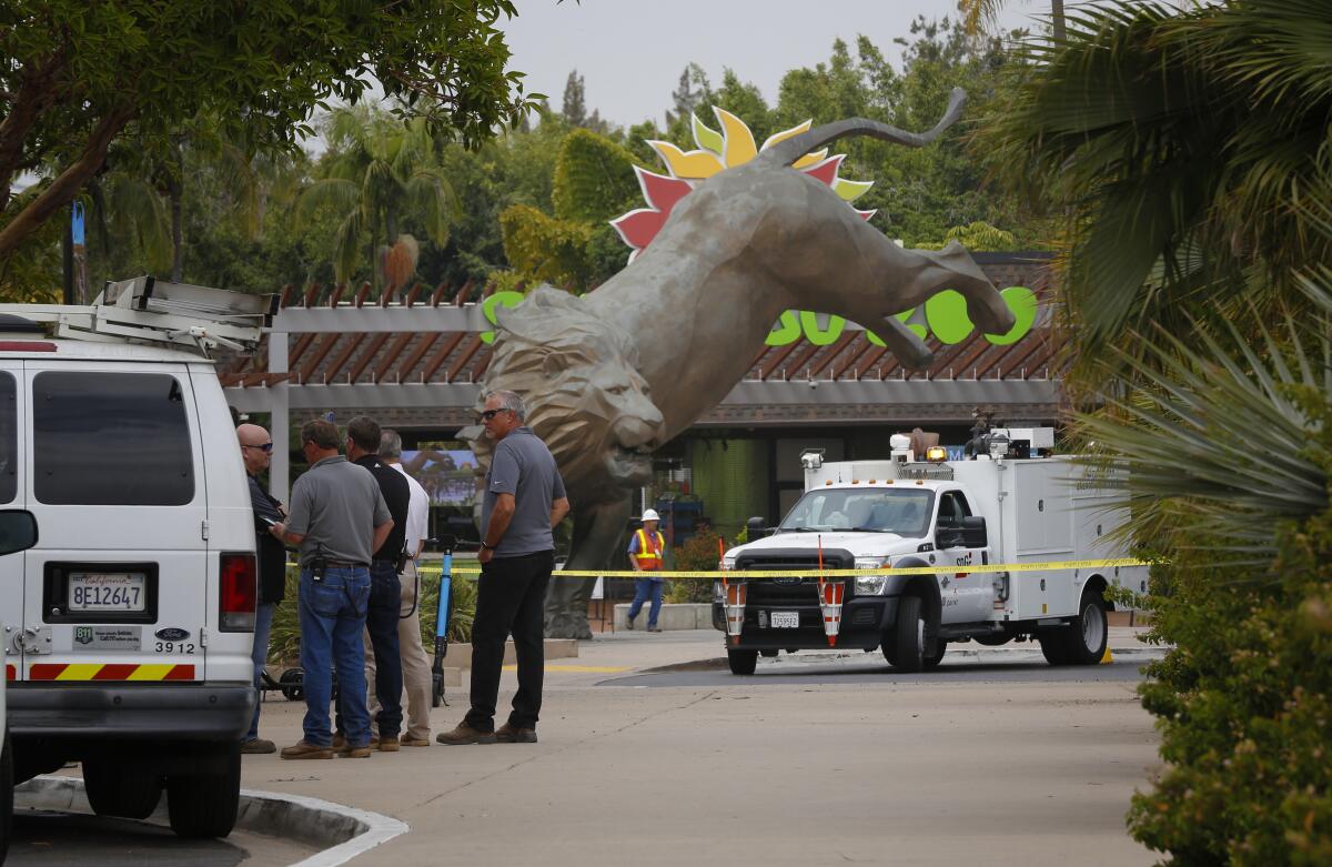 San Diego Zoo officials evacuated staff from the zoo and closed the facility after a gas leak was discovered near the front entrance. Workers have been sent home for the day and the animals are safe and secure.