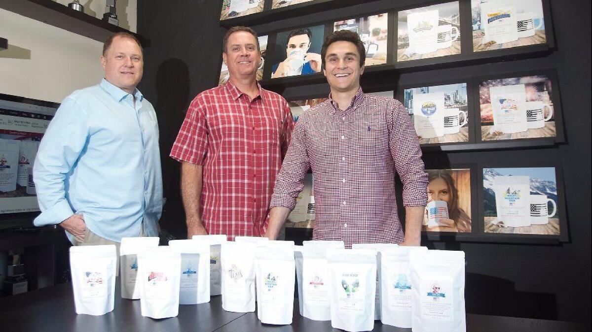 From left, Tod, Brad and Blake Driver stand in headquarters of America's Tea in Irvine. The Drivers aim to make a tea flavor to represent each of the 50 states in order to celebrate America's diversity.