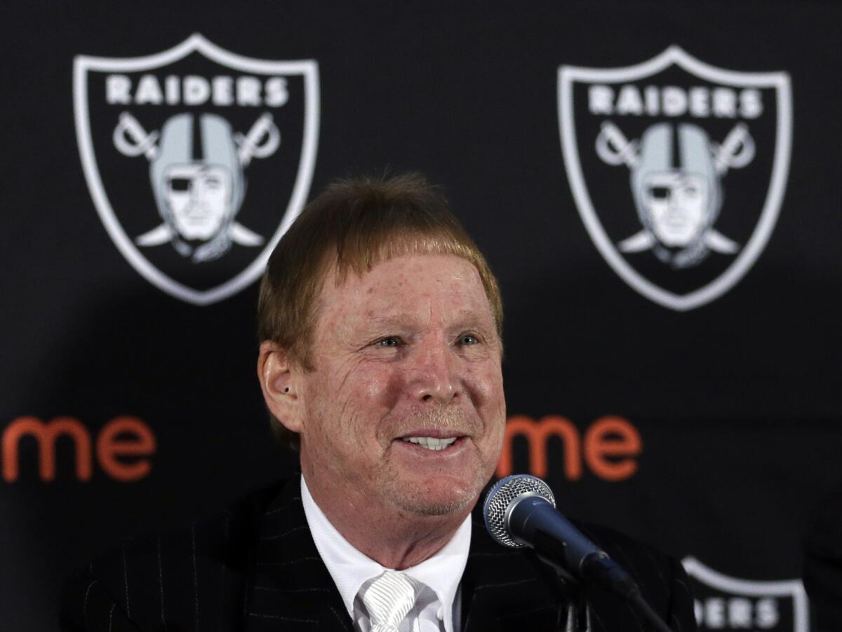 Raiders owner Mark Davis speaks about the team's long-term plans during a media conference on Feb. 11.