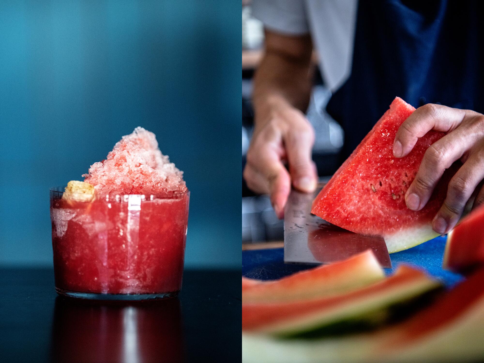 A watermelon-based cocktail from n/soto.