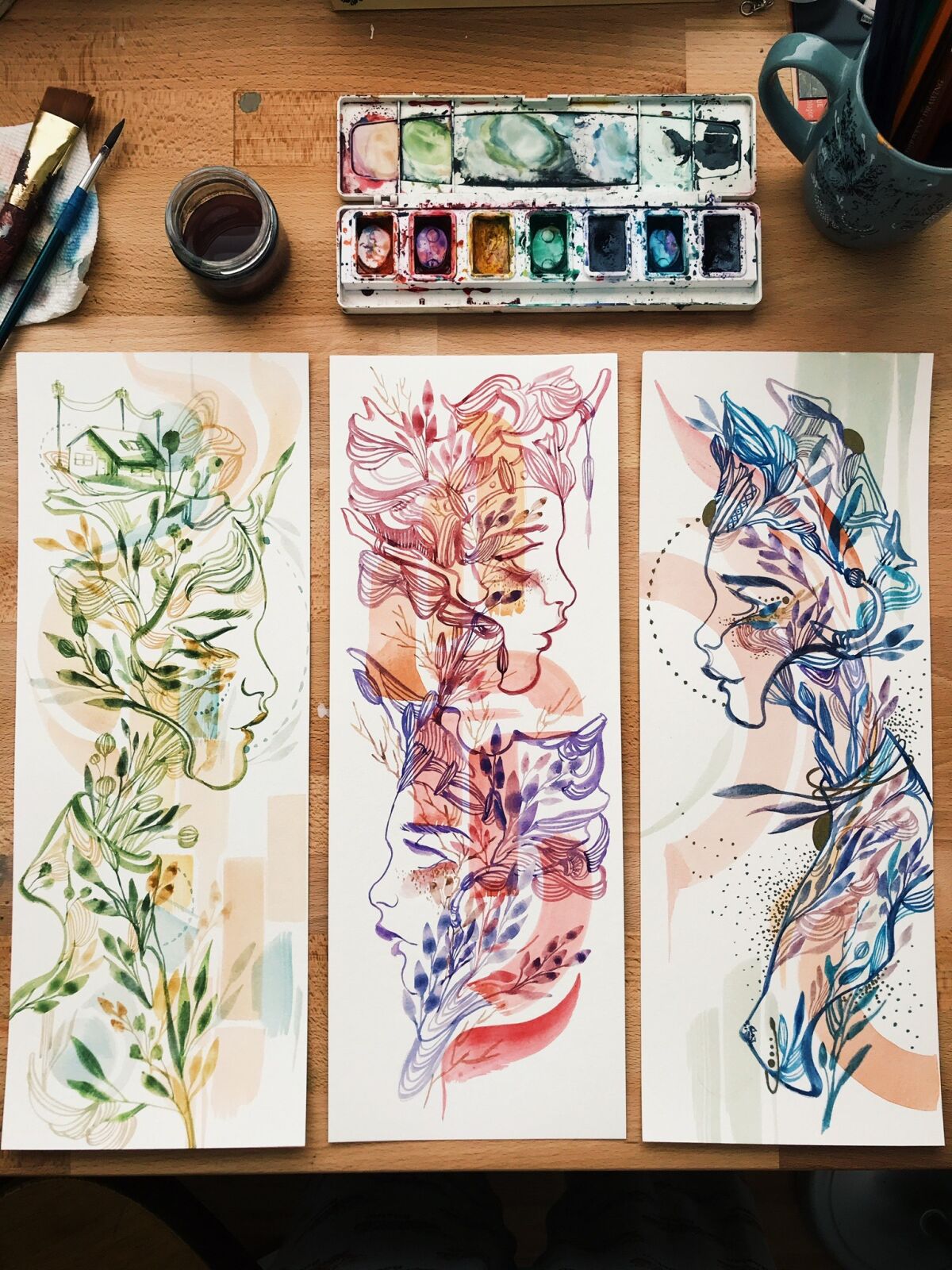 "The Colors of Summer" series by Mary Jhun (watercolor)