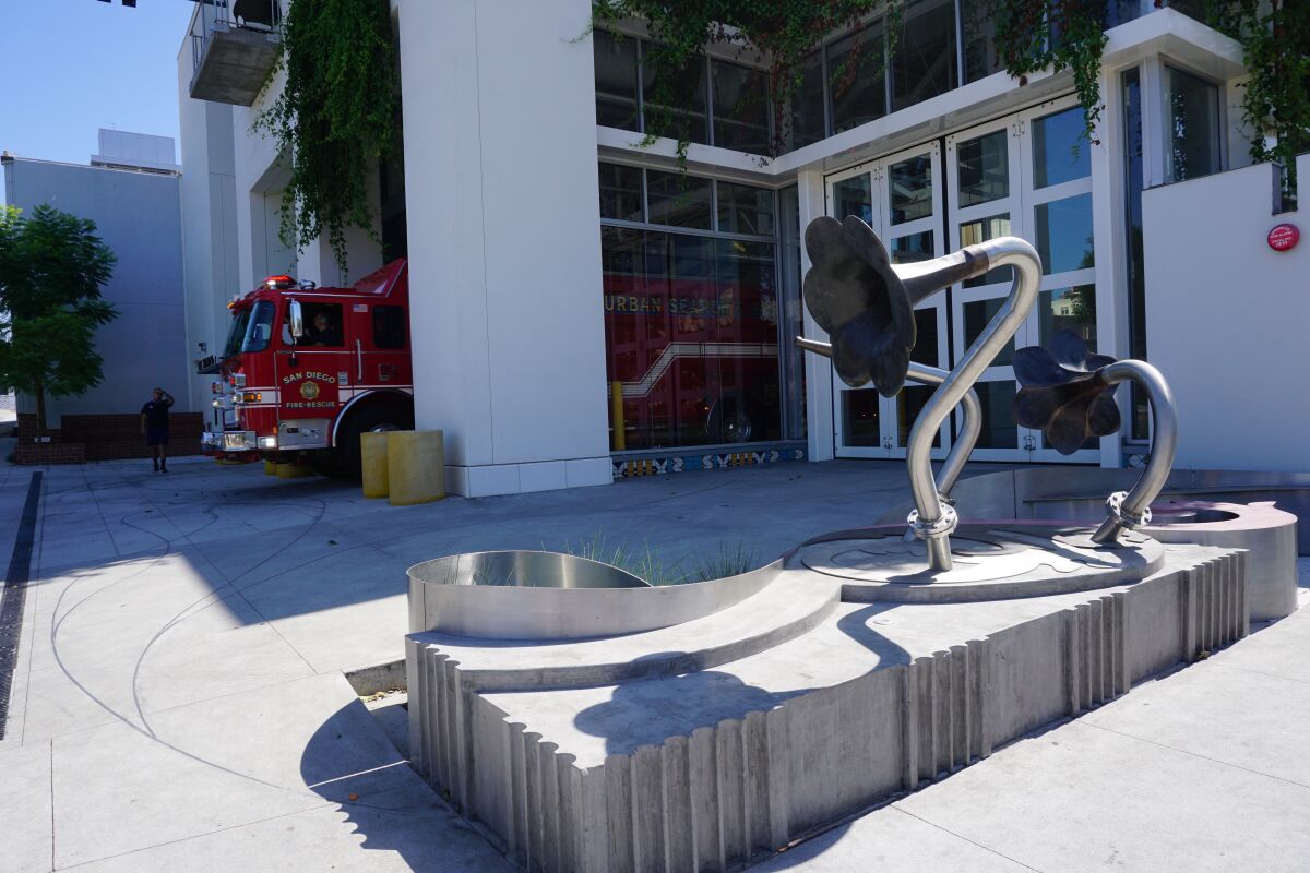 Public artwork completed for the city's Commission for Arts and Culture in 2018 outside Fire Station 2. 