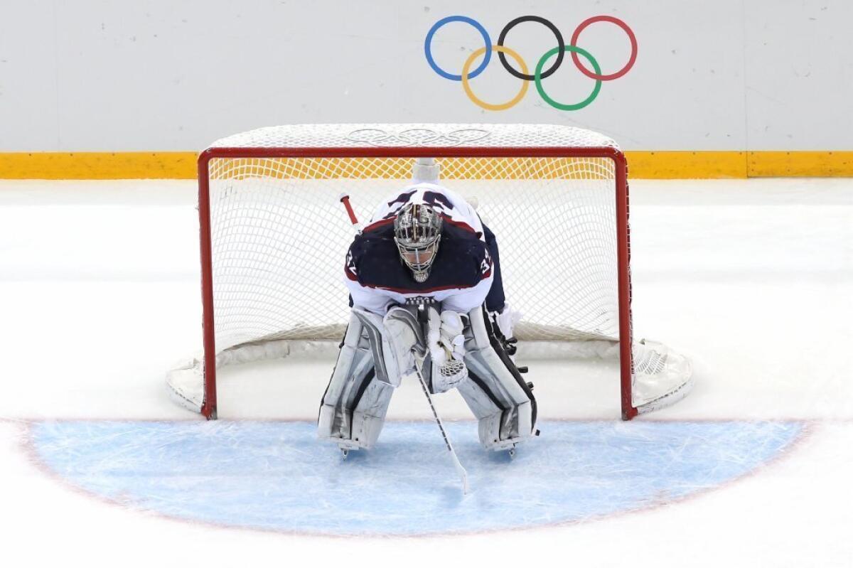 Jonathan Quick plays for Team USA in the Olympic men's hockey tournament in Sochi, Russia.