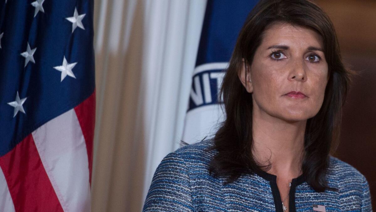 “The administration’s overarching view is that the best way to help people get out of poverty is to help them get a job," U.N. Ambassador Nikki Haley said in a letter to Congress.