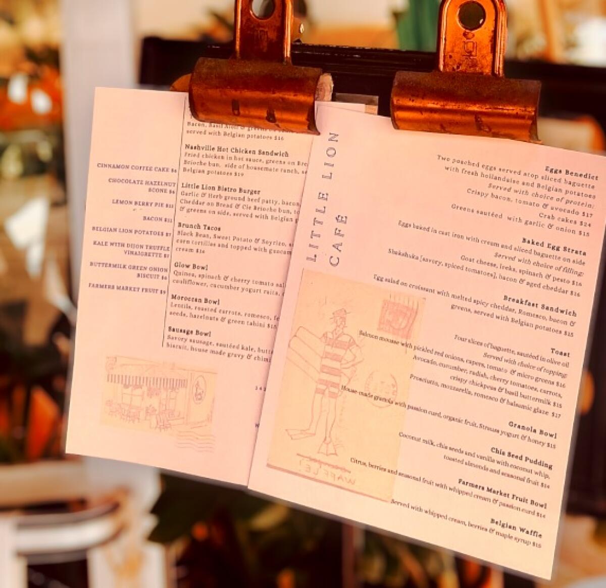 Little Lion's menu carries items for breakfast and lunch.