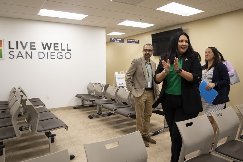 San Diego, CA - October 10: San Diego County Supervisor Nora Vargas takes a tour of the new Welcome Center in National City that will provide services to immigrants and refugees on Monday, Oct. 10, 2022 in San Diego, CA. (Ana Ramirez / The San Diego Union-Tribune)
