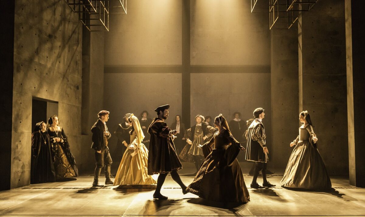 The company performs in a scene from "Wolf Hall."