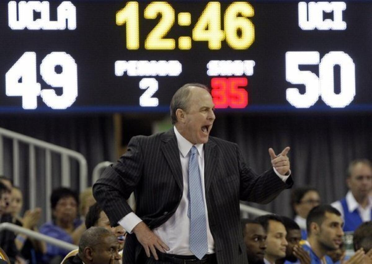 UCLA Coach Ben Howland directs his team in the second half against UC Irvine.