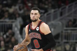 Chicago Bulls' Zach LaVine during the second half of an NBA basketball game against the Milwaukee Bucks Monday, Nov. 13, 2023, in Milwaukee. The Bucks won 118-109. (AP Photo/Morry Gash)