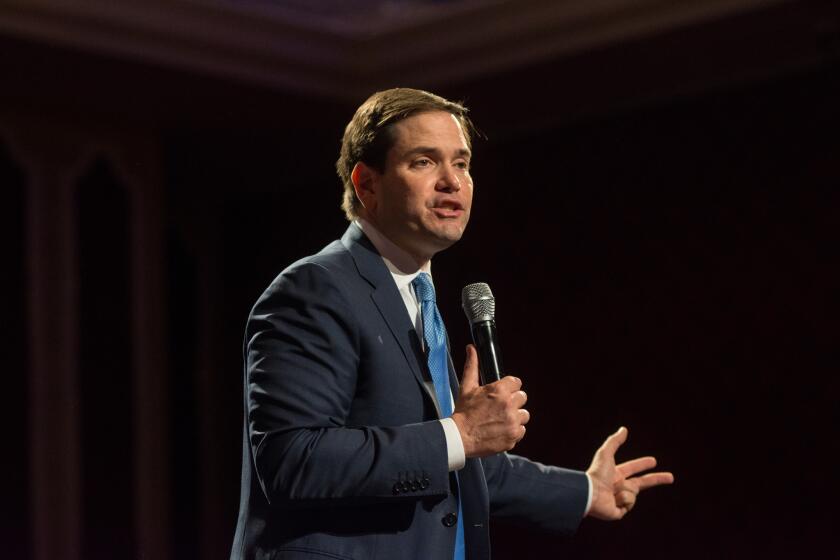 Sen. Marco Rubio (R-Fla.) speaks at a campaign event at the Peppermill Resort Spa/Casino in Reno, Nev.