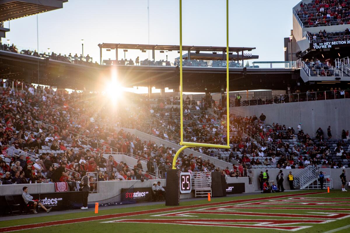 Fans watch San Diego State play UNLV at Snapdragon Stadium last November.