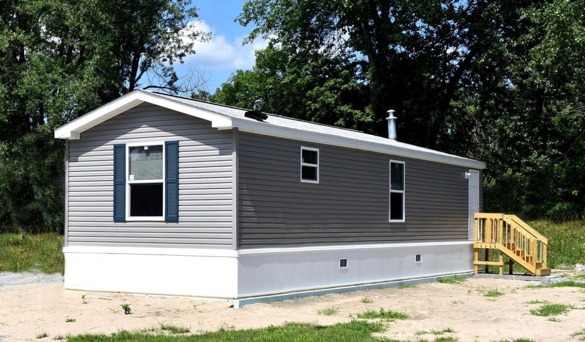 An example of a "movable tiny house," a small house on wheels that can be purchased and placed on a property to be used as a detached companion unit.