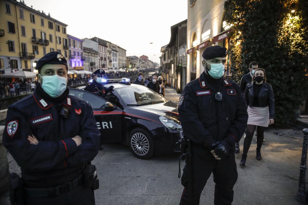 Police officers in Milan, Italy