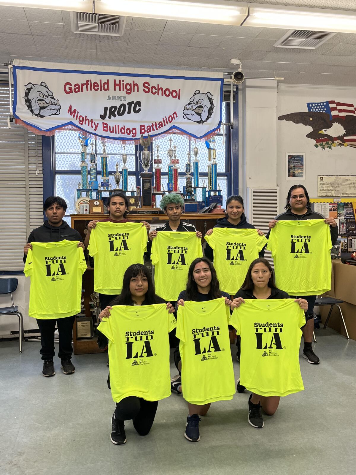 Part of the Garfield High team received their uniforms last Saturday before the Marathon.