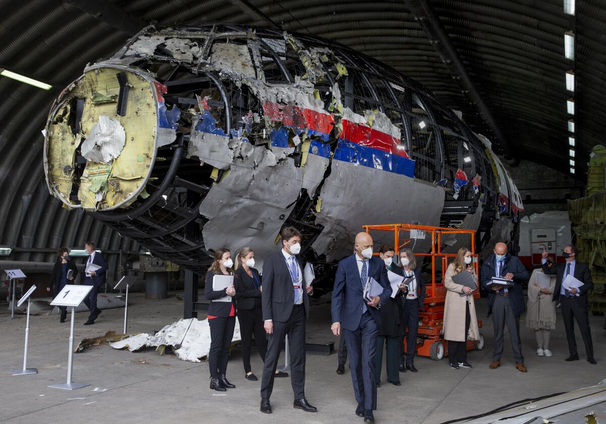 Reconstructed wreckage of downed airliner