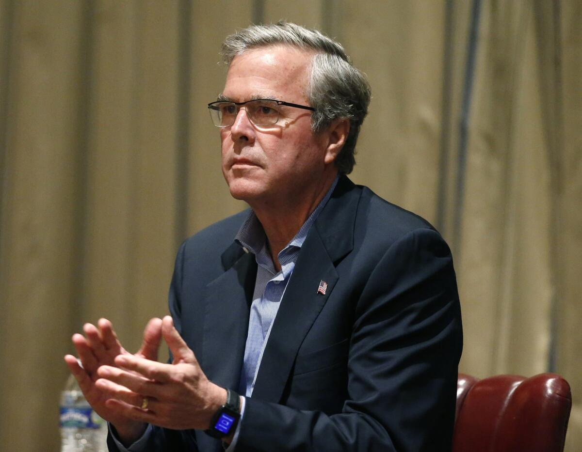As Florida governor, Jeb Bush’s war against high-speed rail demonstrated a fiscal conservatism that led him to go against both the desires of voters and an influential political ally. Above, the presidential candidate at an energy forum in Denver last month.