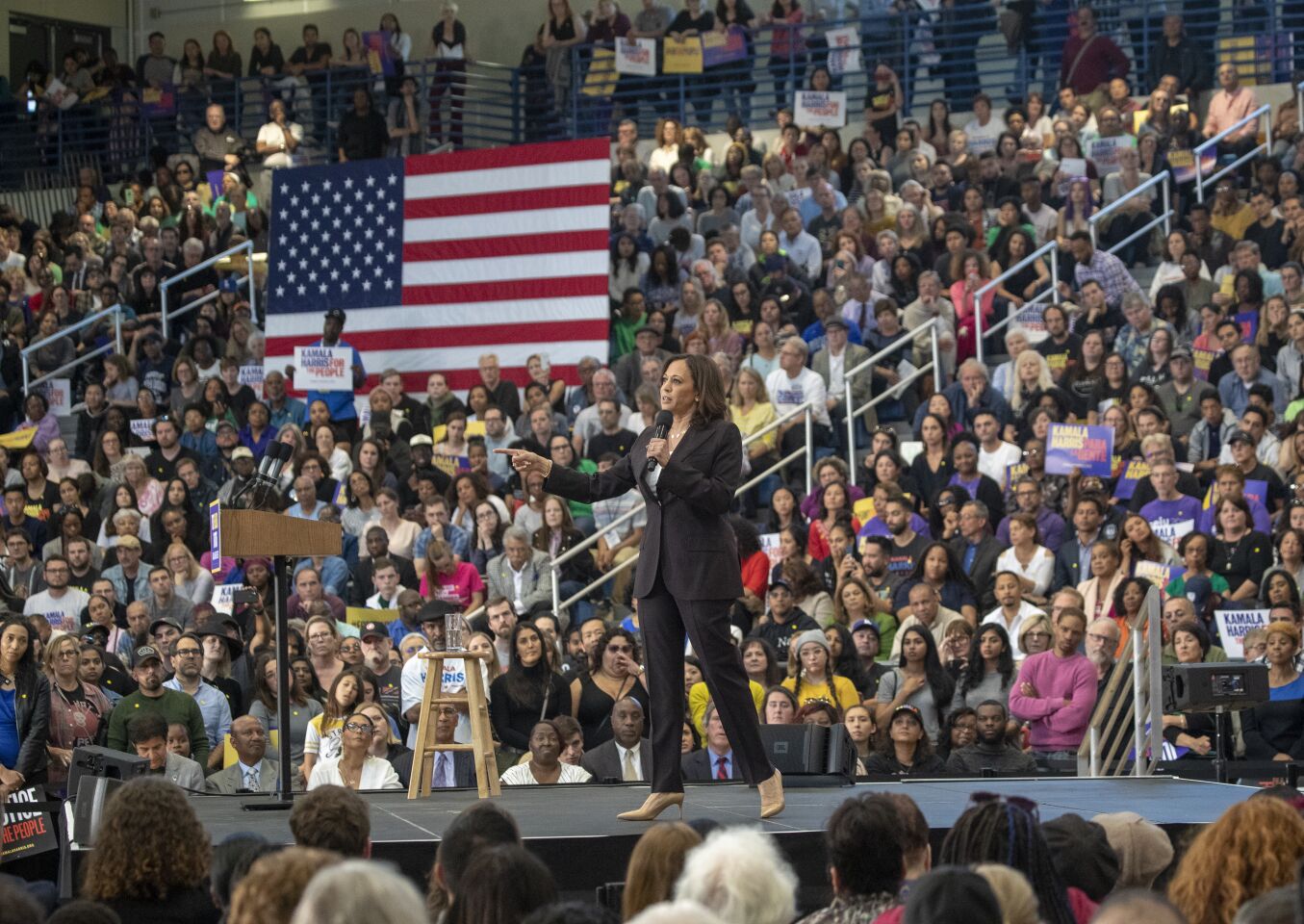 May 19, 2019: Sen. Kamala Harris speaks at her first campaign organizing event at LA Southwest College in Los Angeles.